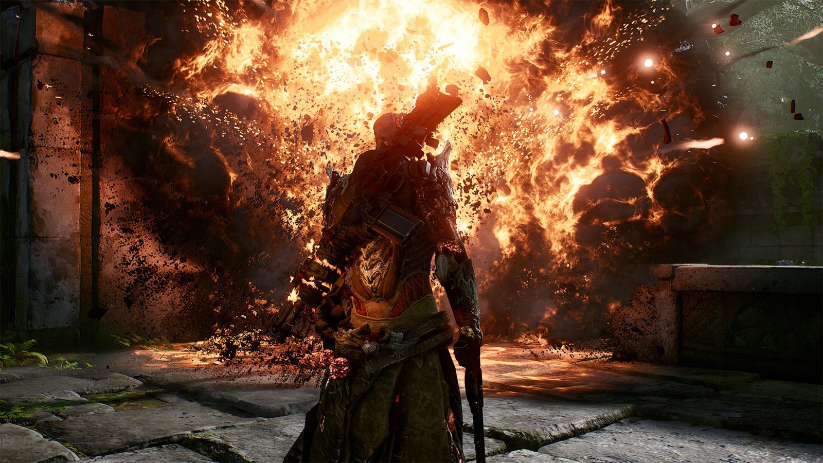 Outriders character uses a fire ability against enemies.