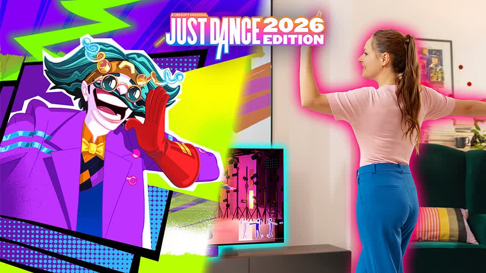 Just Dance 2026 Edition choreography and a player using smartphone camera tracking.
