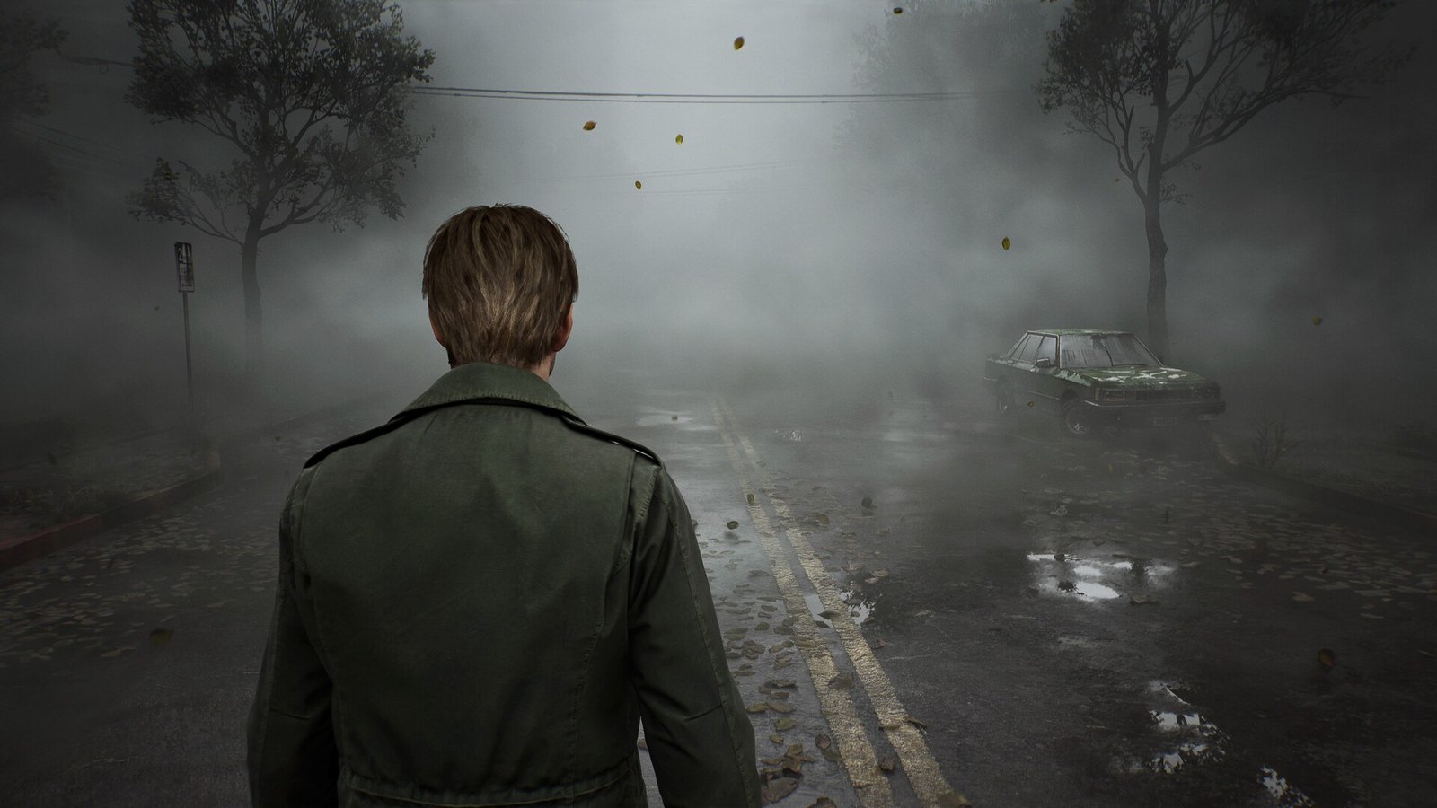 James Sunderland looking down a fog-covered street in Silent Hill 2 Remake.