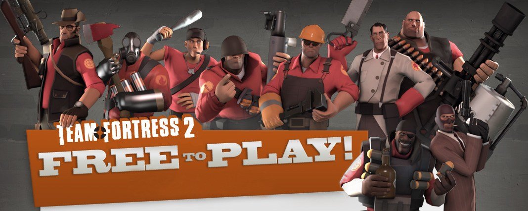 The nine Team Fortress 2 classes gathered in official Valve artwork.